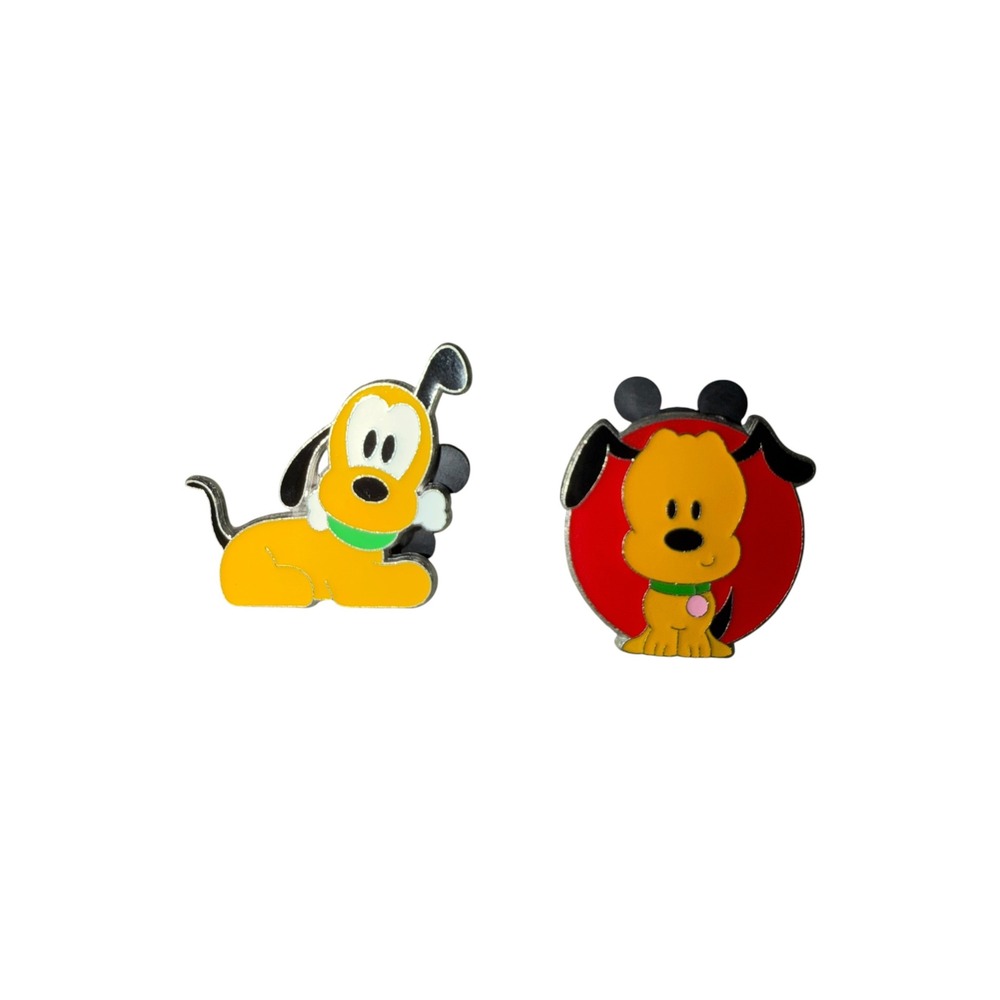 Disney Pluto Trading Pin Set of 2 Lot Baby Pluto & Pluto Bone Enamel Pins